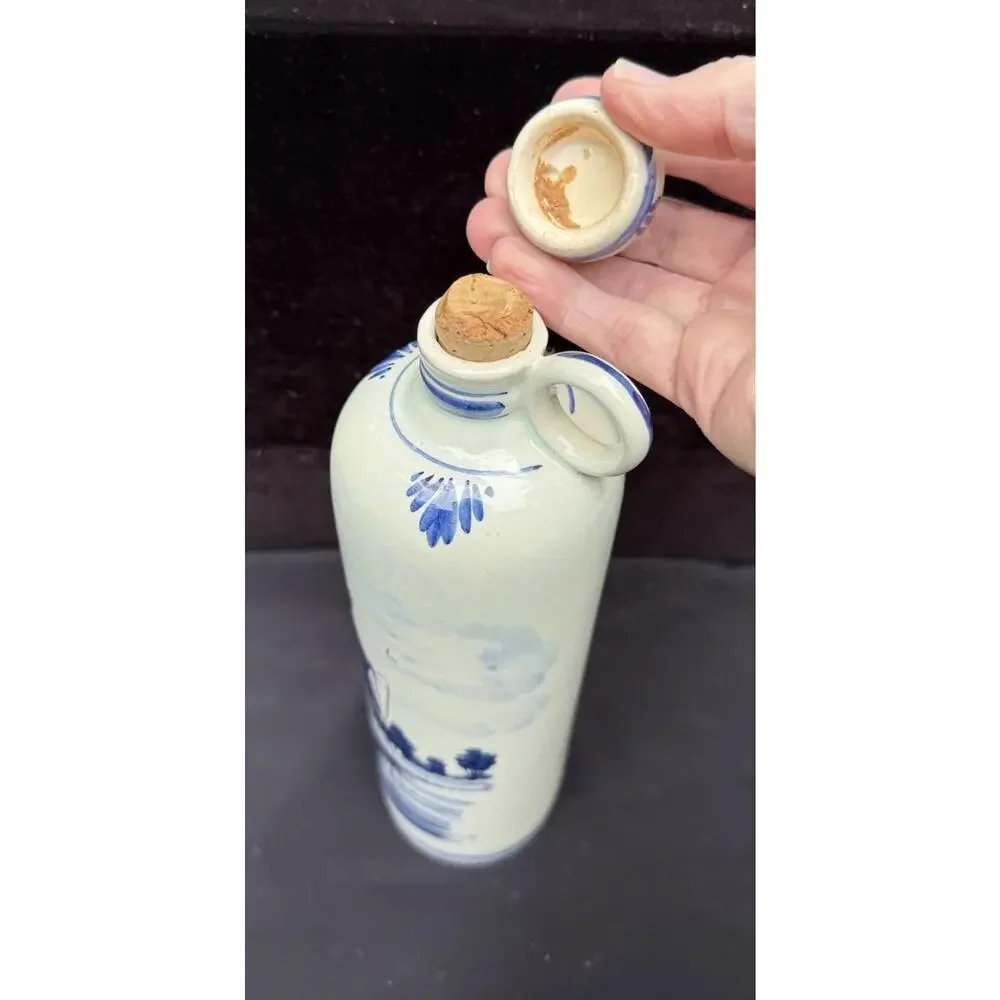 Blue Delft Holland BOLS Dutch Apricot Empty Brandy Liquor Decanter Bottle